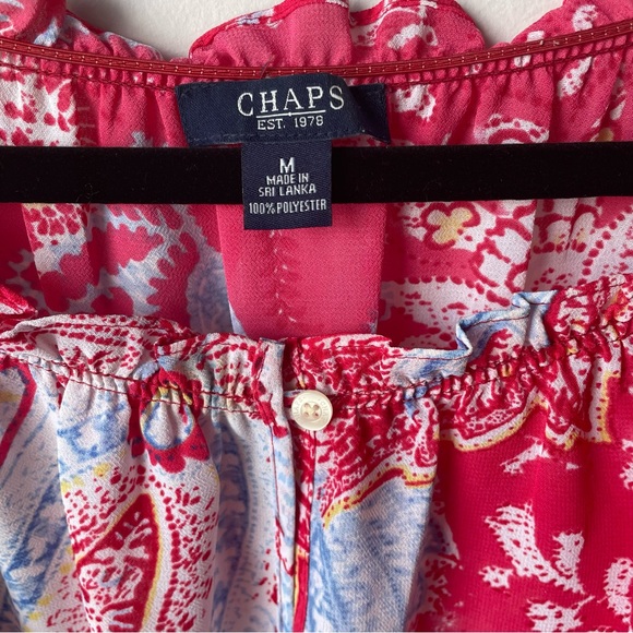 Chaps Multi Color Paisley Print Scoop Neck Blouse Top ~ Size Medium - Picture 4 of 16